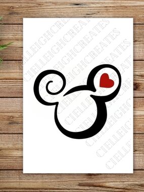 *2 for $20* Mickey Mouse Ears Heart Vinyl decal sticker Handcrafted